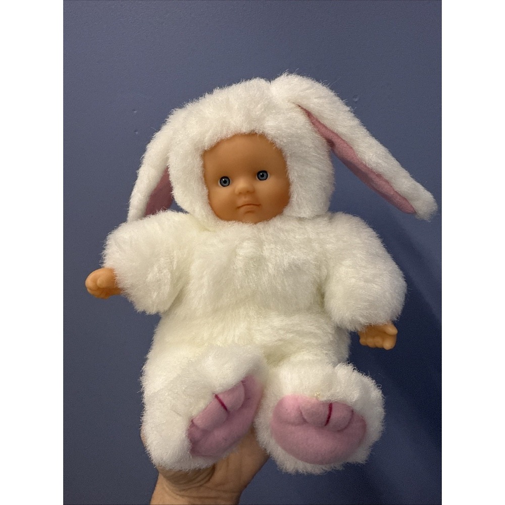 Simba-Toys Baby Doll in White Bunny Rabbit Suit Bean Bag Stuffed Animal Plush